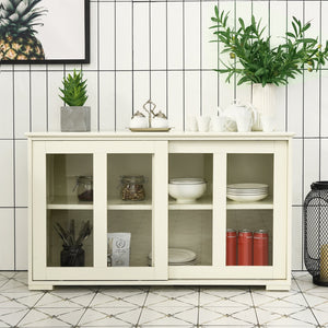 Sideboard Buffet Cupboard Storage Cabinet with Sliding Door-Antique White view 2
