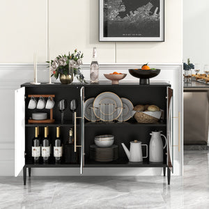 Sideboard Cabinet with Tempered Glass Door for Living Room Dining Room Kitchen-White view 3