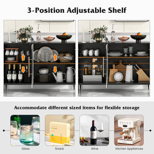Sideboard Cabinet with Tempered Glass Door for Living Room Dining Room Kitchen-White view 8