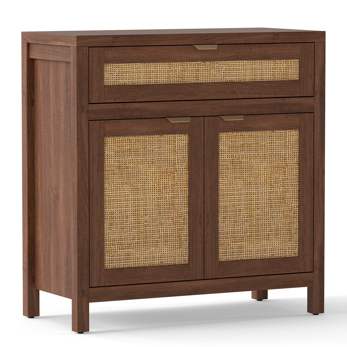 Sideboard Storage Cabinet with Rattan Doors and Drawer-Brown view 4
