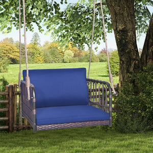 Single Person Hanging Seat with Seat and Back Cushions-Navy view 2