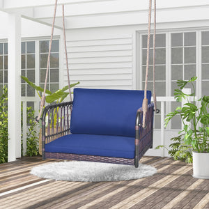 Single Person Hanging Seat with Seat and Back Cushions-Navy view 3