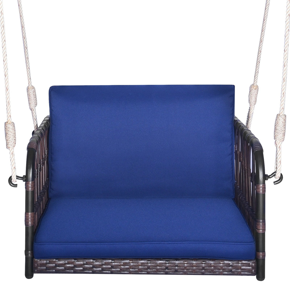 Single Person Hanging Seat with Seat and Back Cushions-Navy view 4