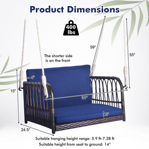 Single Person Hanging Seat with Seat and Back Cushions-Navy view 5