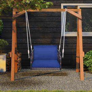 Single Person Hanging Seat with Seat and Back Cushions-Navy view 6