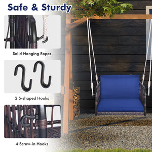 Single Person Hanging Seat with Seat and Back Cushions-Navy view 7