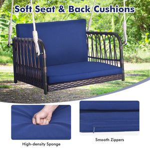 Single Person Hanging Seat with Seat and Back Cushions-Navy view 9