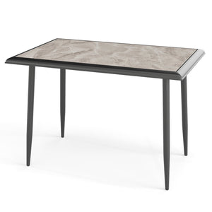 Sintered Stone Dining Table 44 inches Rectangular Kitchen Table with Metal Frame Indoor Modern Breakfast Table for Living Room Dining Room-Golden