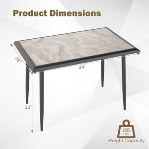 Sintered Stone Dining Table 44 inches Rectangular Kitchen Table with Metal Frame Indoor Modern Breakfast Table for Living Room Dining Room-Golden view 5