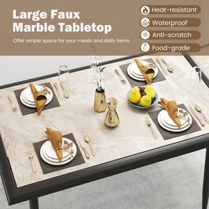 Sintered Stone Dining Table 44 inches Rectangular Kitchen Table with Metal Frame Indoor Modern Breakfast Table for Living Room Dining Room-Golden view 7