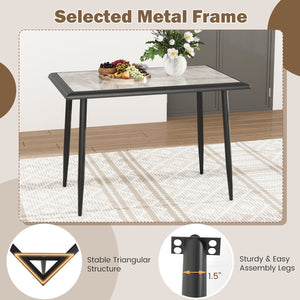 Sintered Stone Dining Table 44 inches Rectangular Kitchen Table with Metal Frame Indoor Modern Breakfast Table for Living Room Dining Room-Golden view 8