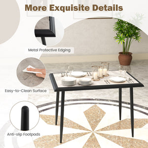 Sintered Stone Dining Table 44 inches Rectangular Kitchen Table with Metal Frame Indoor Modern Breakfast Table for Living Room Dining Room-Golden view 9