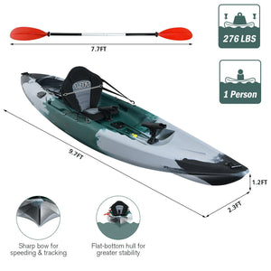 Sit-on-Top Fishing Kayak Boat With Fishing Rod Holders and Paddle-Gray view 4