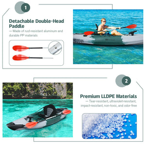 Sit-on-Top Fishing Kayak Boat With Fishing Rod Holders and Paddle-Gray view 8