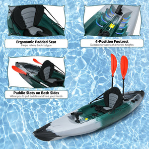 Sit-on-Top Fishing Kayak Boat With Fishing Rod Holders and Paddle-Gray view 9
