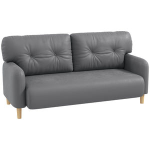 58" 2 Seat Sofa, Modern Love Seats Furniture, Upholstered 2 Seater Couch, Solid Wood Frame, Beige – view 8