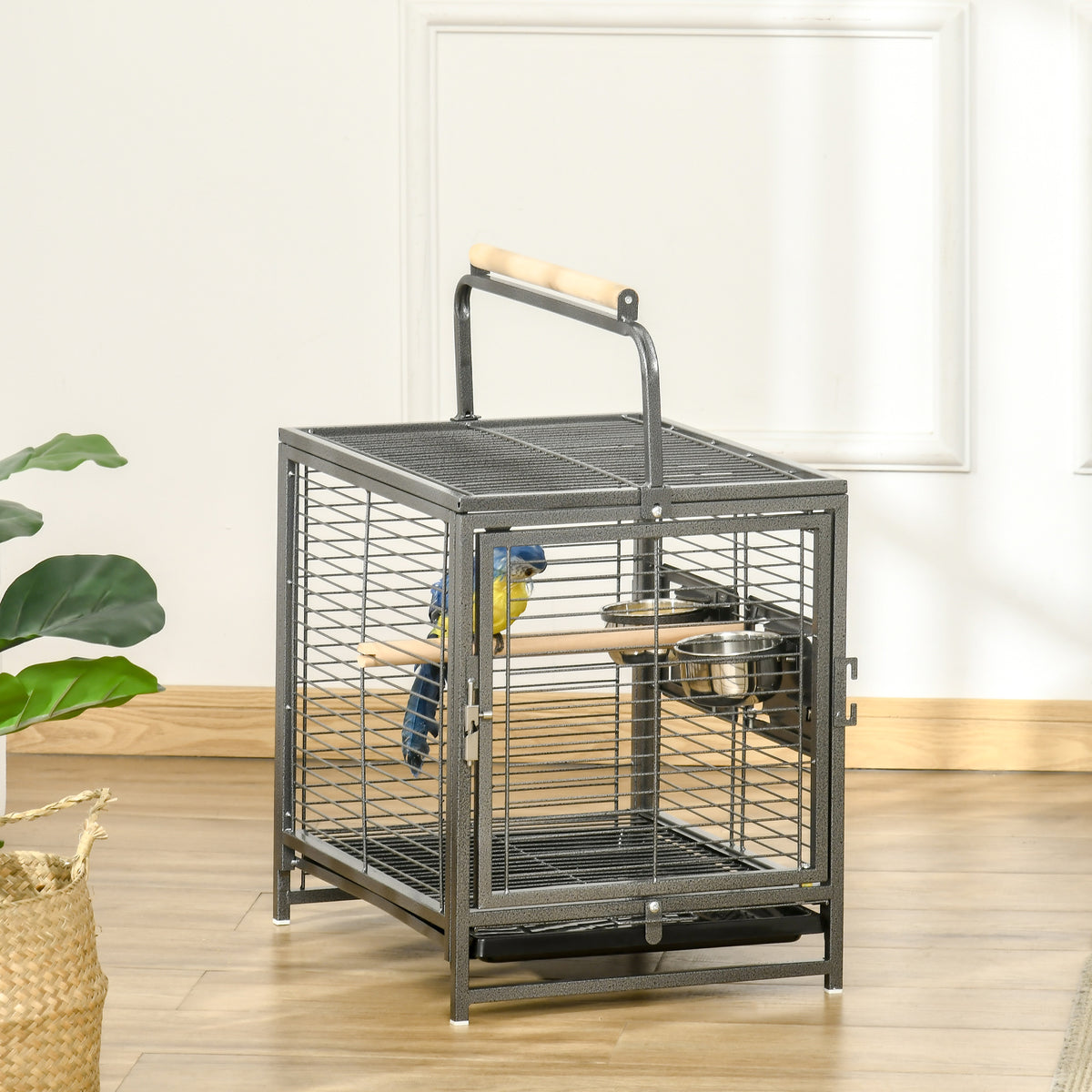 Bird Travel Carrier Cage, Portable Metal Bird Cage for Parrots Conures Cockatiel Parakeets with Stand – view 14