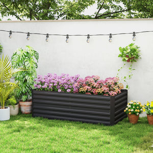 Galvanized Raised Garden Bed, Steel Outdoor Planters with Reinforced Rods, 71" x 35" x 23", Black