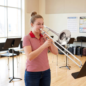 Slide Trombone for Beginners with Portable Case and Shoulder Strap-Silver view 4
