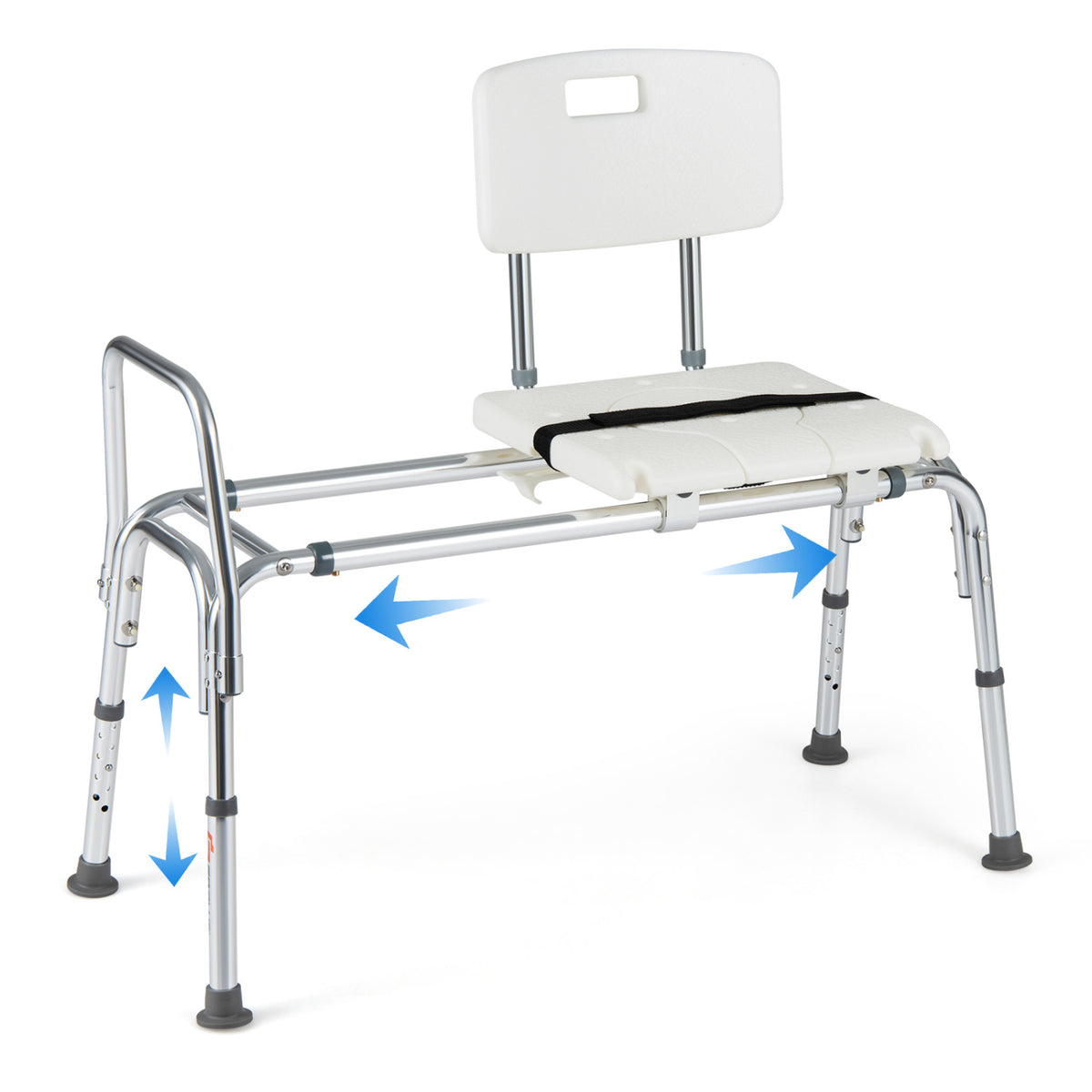 Sliding Tub Transfer Bench, Shower Chair for Disabled and Elderly-White