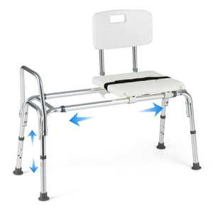 Sliding Tub Transfer Bench, Shower Chair for Disabled and Elderly-White