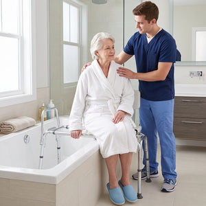 Sliding Tub Transfer Bench, Shower Chair for Disabled and Elderly-White view 3
