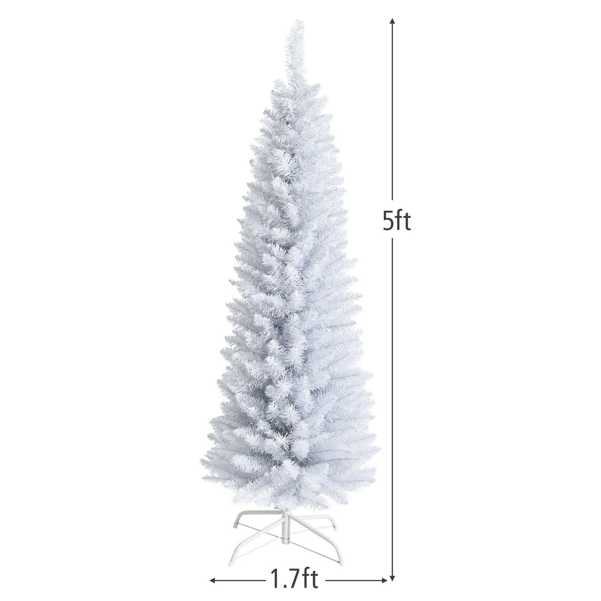 Slim Artificial Christmas Pencil Tree with PVC Needles and Folding Metal Stand-5' view 4