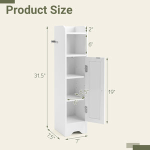 Slim Bathroom Cabinet Corner with 1 Door and Adjustable Shelves-White view 5