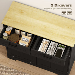 13 Gallon Tilt Out Garbage Cabinet, Kitchen Island with Trash Cabinet, 2 Drawers, Door Racks – view 4