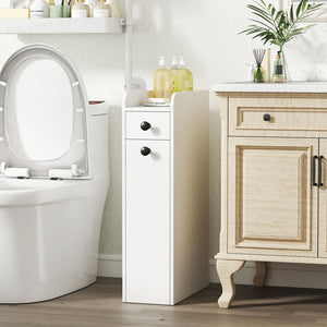 Small Bathroom Storage Cabinet 4-Tier with Slide Out Drawers on Casters-White view 3