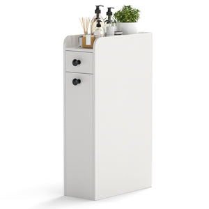 Small Bathroom Storage Cabinet 4-Tier with Slide Out Drawers on Casters-White view 4