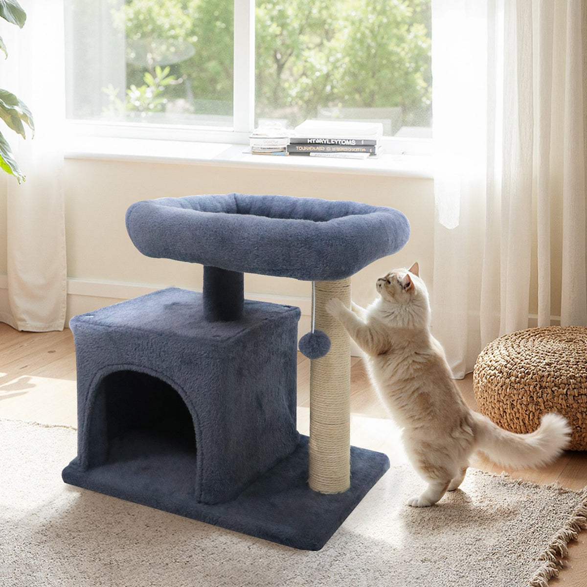 Small Cat Tree with Large Padded Plush Perch for Indoor Cats-Dark Gray view 2