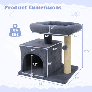 Small Cat Tree with Large Padded Plush Perch for Indoor Cats-Dark Gray view 5