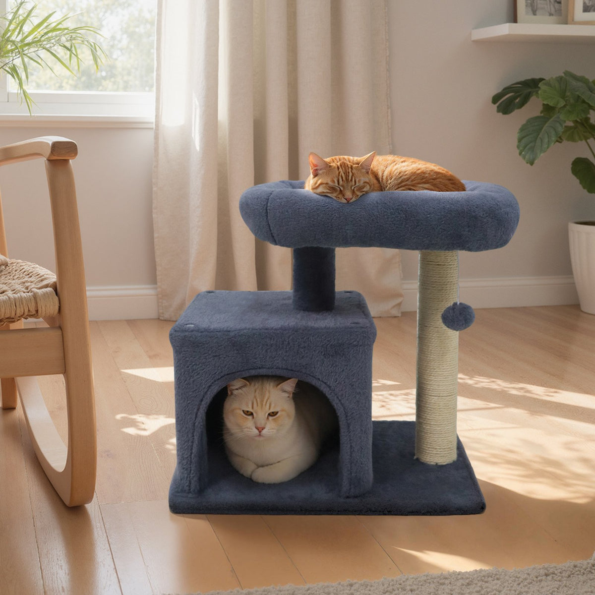 Small Cat Tree with Large Padded Plush Perch for Indoor Cats-Dark Gray view 6