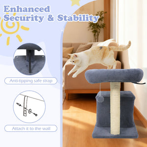 Small Cat Tree with Large Padded Plush Perch for Indoor Cats-Dark Gray view 7