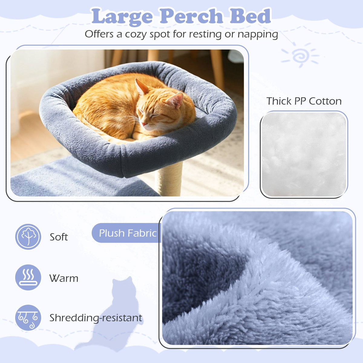 Small Cat Tree with Large Padded Plush Perch for Indoor Cats-Dark Gray view 9