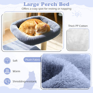 Small Cat Tree with Large Padded Plush Perch for Indoor Cats-Dark Gray view 9