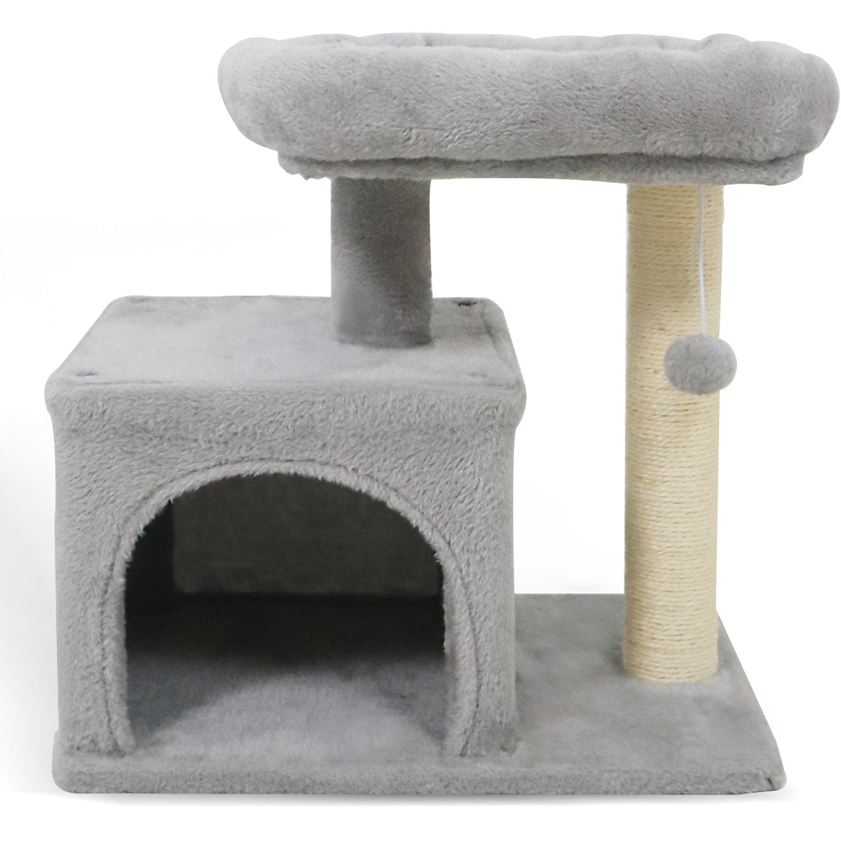 Small Cat Tree with Large Padded Plush Perch for Indoor Cats-Light Gray view 4