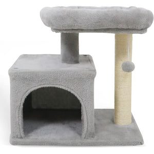Small Cat Tree with Large Padded Plush Perch for Indoor Cats-Light Gray view 4