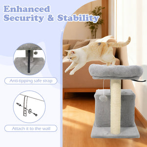 Small Cat Tree with Large Padded Plush Perch for Indoor Cats-Light Gray view 7