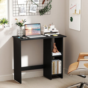 Small Computer Desk with Storage and Adjustable Shelf-Black view 2
