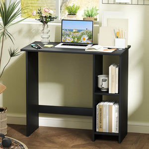 Small Computer Desk with Storage and Adjustable Shelf-Black view 3