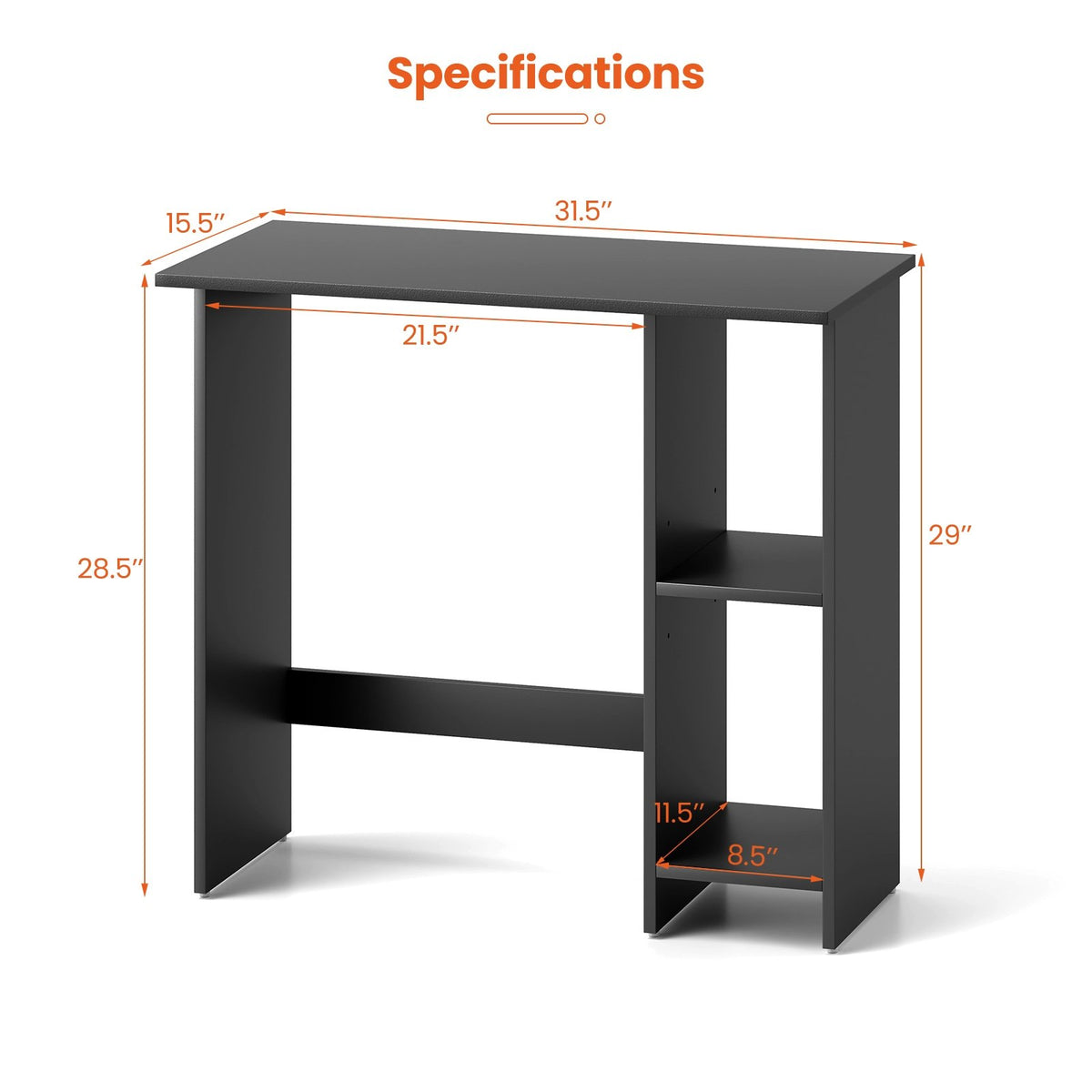 Small Computer Desk with Storage and Adjustable Shelf-Black view 4