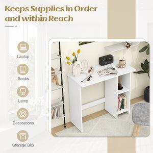 Small Computer Desk with Storage and Adjustable Shelf-White view 8