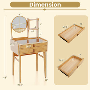 Small Vanity Desk 23.5 Inch Compact Makeup Table with Mirror-Natural view 4
