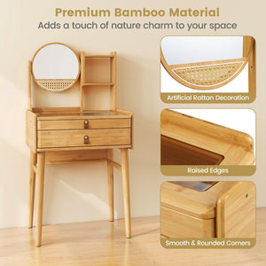 Small Vanity Desk 23.5 Inch Compact Makeup Table with Mirror-Natural view 7
