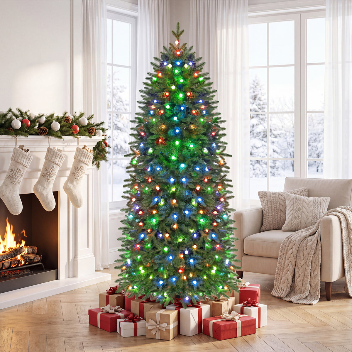 Smart Pencil Christmas Tree with 220 Pre-Lit RGB LED Lights-M view 2