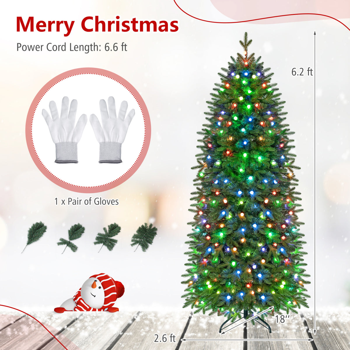 Smart Pencil Christmas Tree with 220 Pre-Lit RGB LED Lights-M view 5