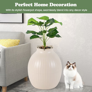 Smart Plant Cat Litter Box with Electronic Odor Removal & Sterilization-Beige view 3