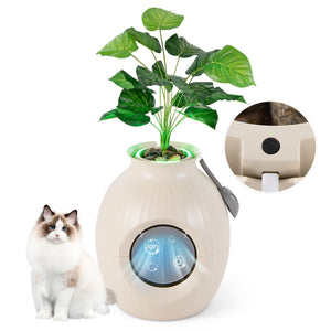 Smart Plant Cat Litter Box with Electronic Odor Removal & Sterilization-Beige view 4